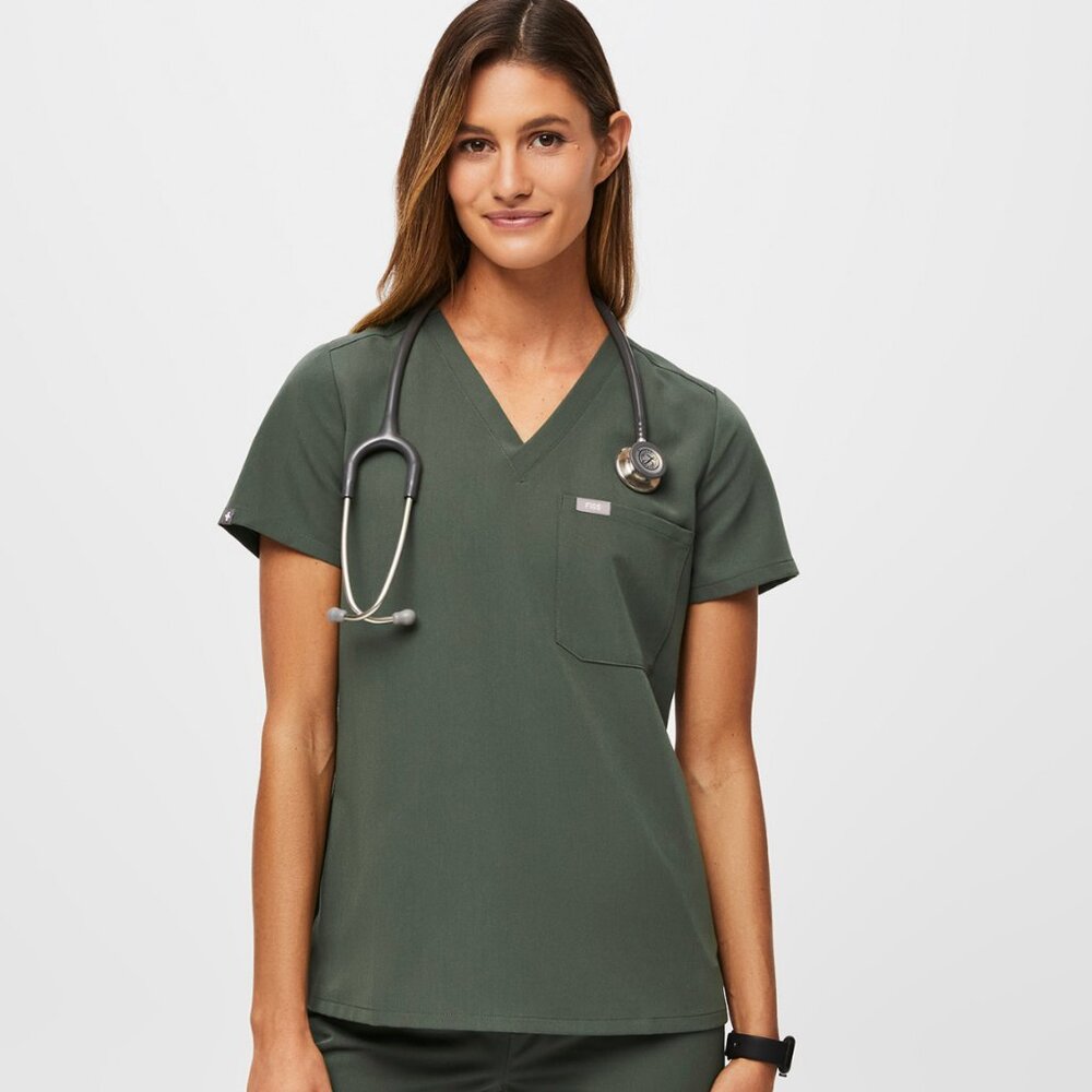 FIGS Moss Catarina One-Pocket Scrub Top